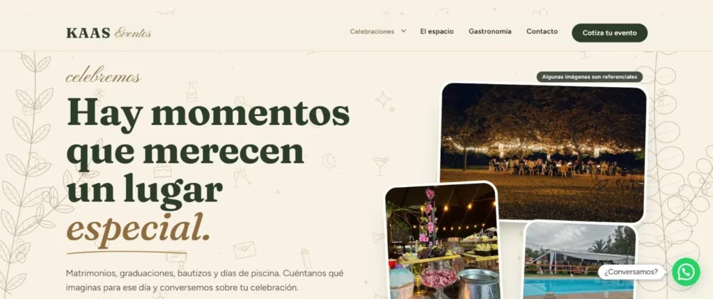 Captura de la página de inicio de kaaseventos.cl