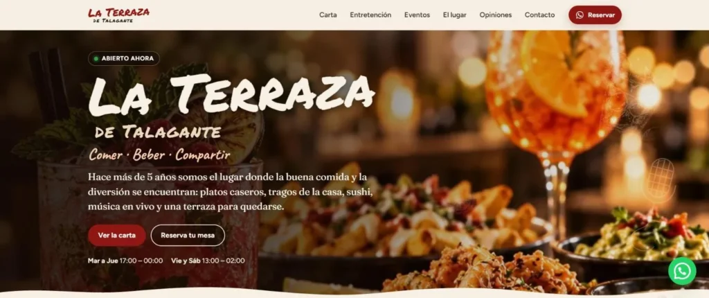Captura de la página de inicio de laterrazadetalagante.cl